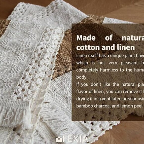 Boho Placemats Set of 6, Macrame Table Decor Farmhouse Style Placemats in Natura - Picture 5 of 8